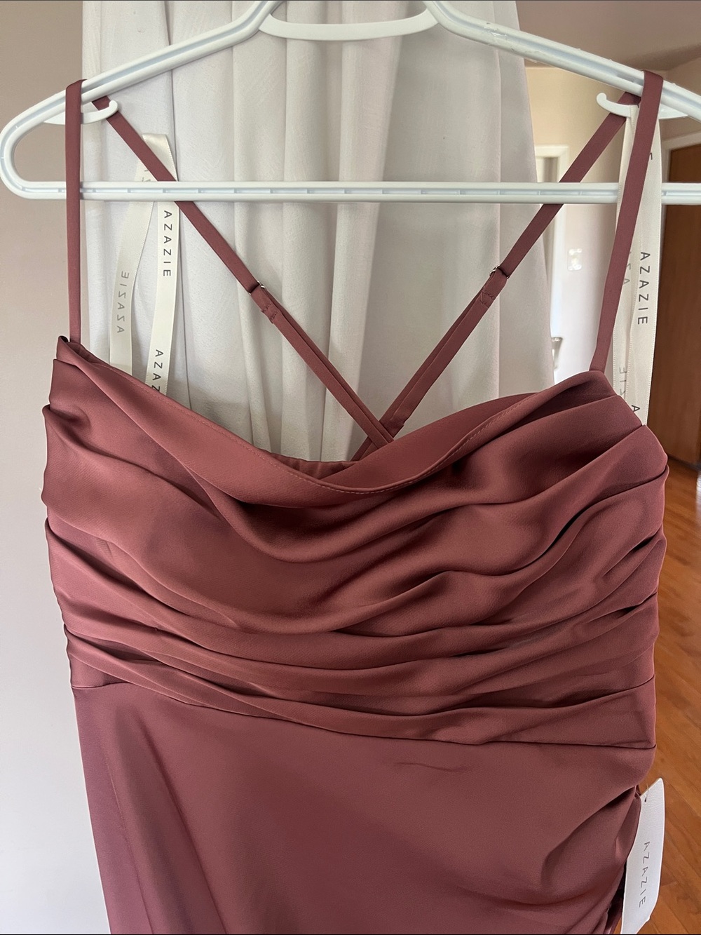 Satin Cross Strap Backless Dress in Amethyst